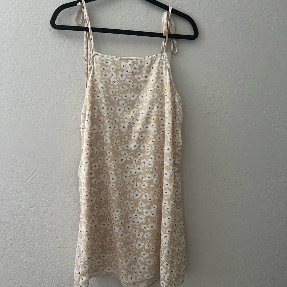Floral Cream Tie Straps Dress